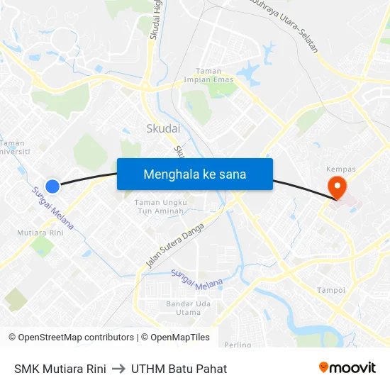 SMK Mutiara Rini to UTHM Batu Pahat map
