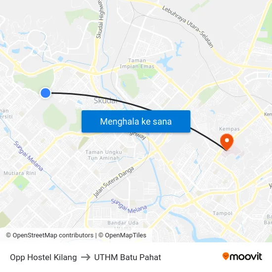 Opp Hostel Kilang to UTHM Batu Pahat map