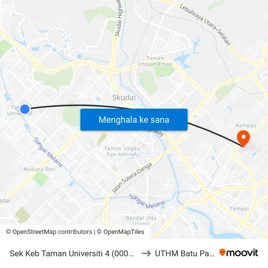 Sek Keb Taman Universiti 4 (0004365) to UTHM Batu Pahat map