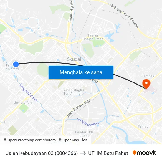 Jalan Kebudayaan 03 (0004366) to UTHM Batu Pahat map
