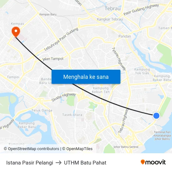 Istana Pasir Pelangi to UTHM Batu Pahat map