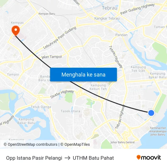 Opp Istana Pasir Pelangi to UTHM Batu Pahat map