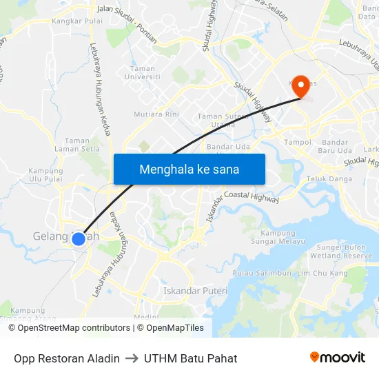 Opp Restoran Aladin to UTHM Batu Pahat map