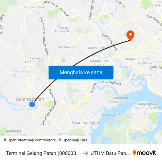 Terminal Gelang Patah (0000302) to UTHM Batu Pahat map