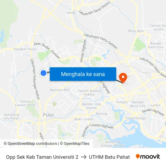 Opp Sek Keb Taman Universiti 2 to UTHM Batu Pahat map
