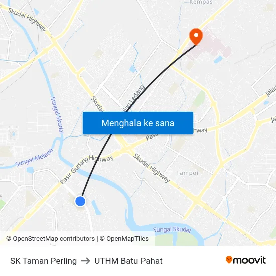 SK Taman Perling to UTHM Batu Pahat map