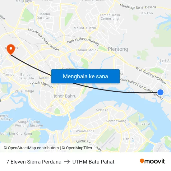 7 Eleven Sierra Perdana to UTHM Batu Pahat map