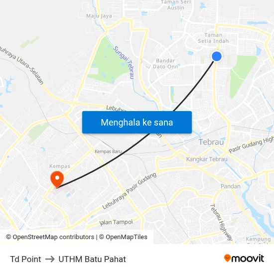 Td Point to UTHM Batu Pahat map