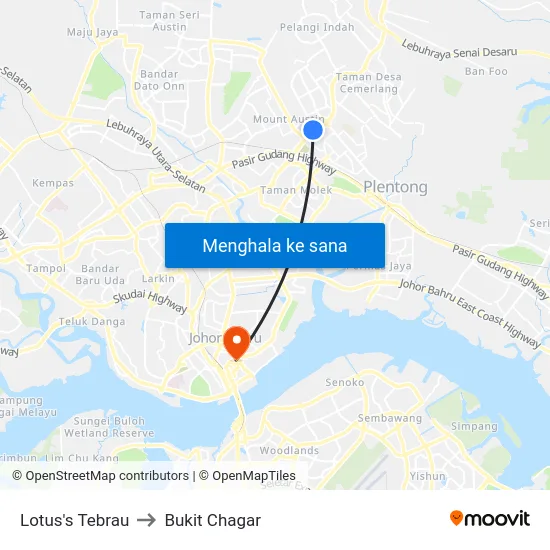 Lotus's Tebrau to Bukit Chagar map