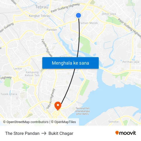 The Store Pandan to Bukit Chagar map