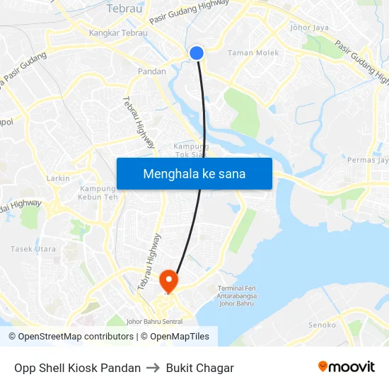 Opp Shell Kiosk Pandan to Bukit Chagar map