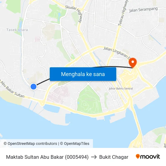 Maktab Sultan Abu Bakar (0005494) to Bukit Chagar map