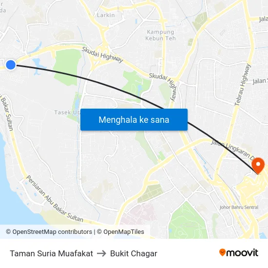 Taman Suria Muafakat to Bukit Chagar map