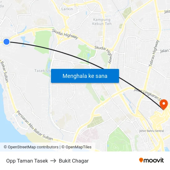 Opp Taman Tasek to Bukit Chagar map