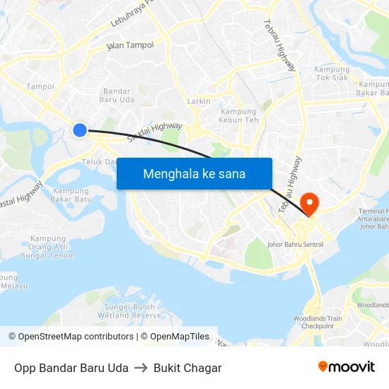 Opp Bandar Baru Uda to Bukit Chagar map