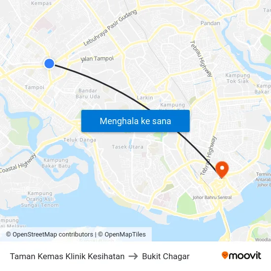 Taman Kemas Klinik Kesihatan to Bukit Chagar map