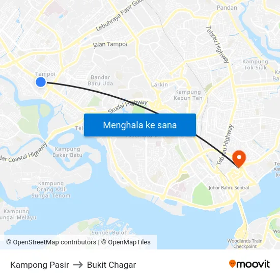 Kampong Pasir to Bukit Chagar map