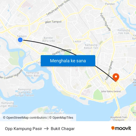 Opp Kampung Pasir to Bukit Chagar map