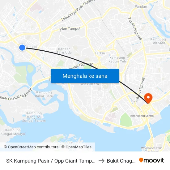 SK Kampung Pasir / Opp Giant Tampoi to Bukit Chagar map