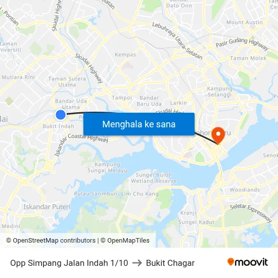 Opp Simpang Jalan Indah 1/10 to Bukit Chagar map
