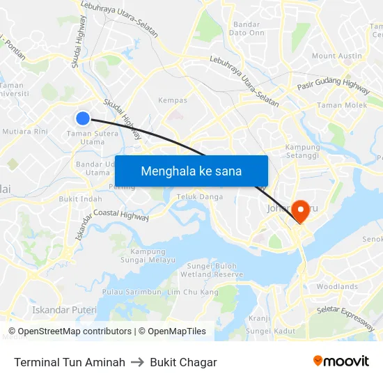 Terminal Tun Aminah to Bukit Chagar map