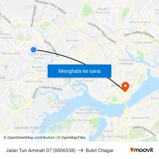 Jalan Tun Aminah 07 (0006538) to Bukit Chagar map