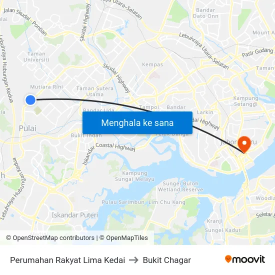 Perumahan Rakyat Lima Kedai to Bukit Chagar map