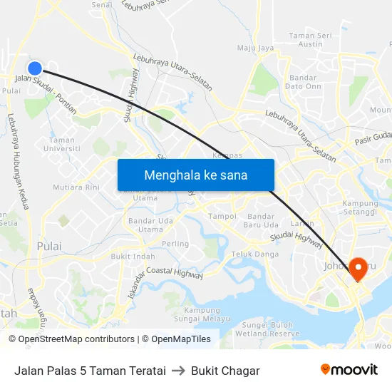Jalan Palas 5 Taman Teratai to Bukit Chagar map