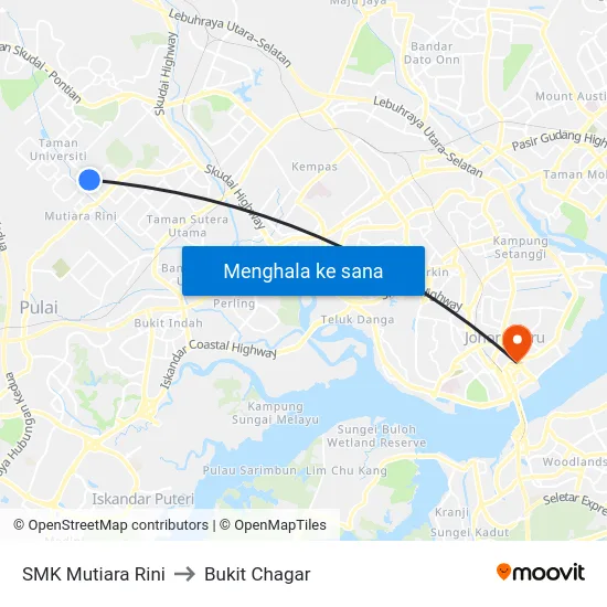 SMK Mutiara Rini to Bukit Chagar map