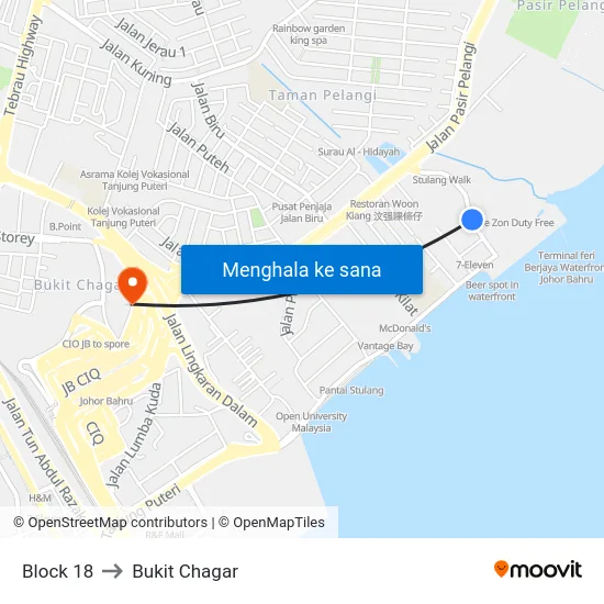 Block 18 to Bukit Chagar map