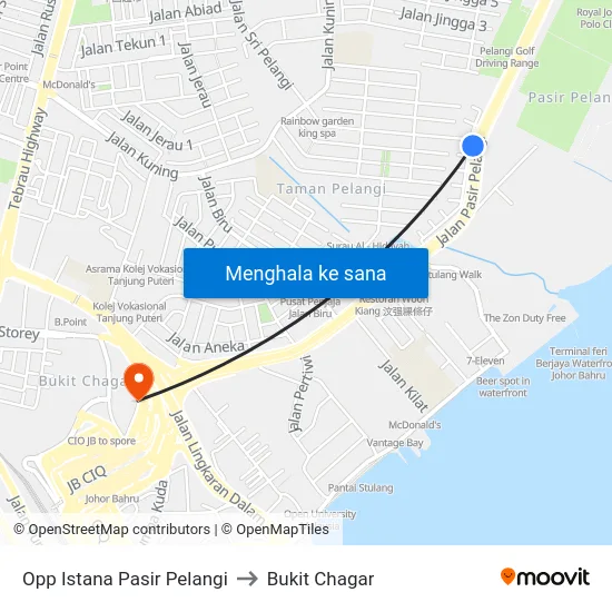 Opp Istana Pasir Pelangi to Bukit Chagar map