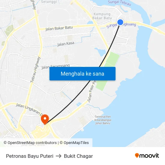 Petronas Bayu Puteri to Bukit Chagar map