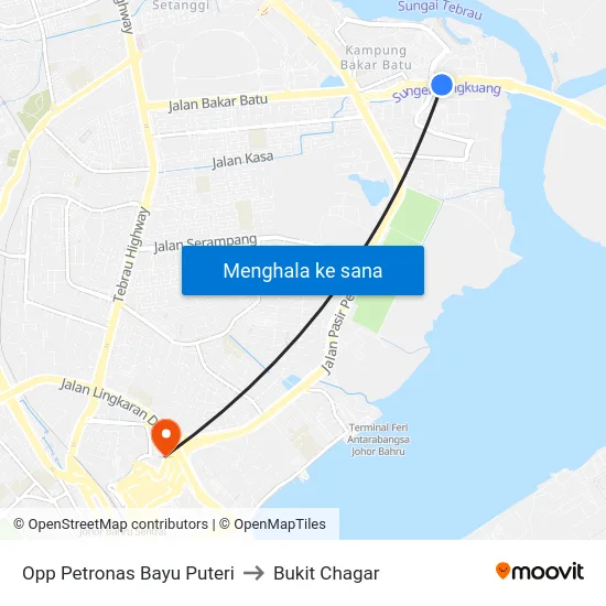 Opp Petronas Bayu Puteri to Bukit Chagar map