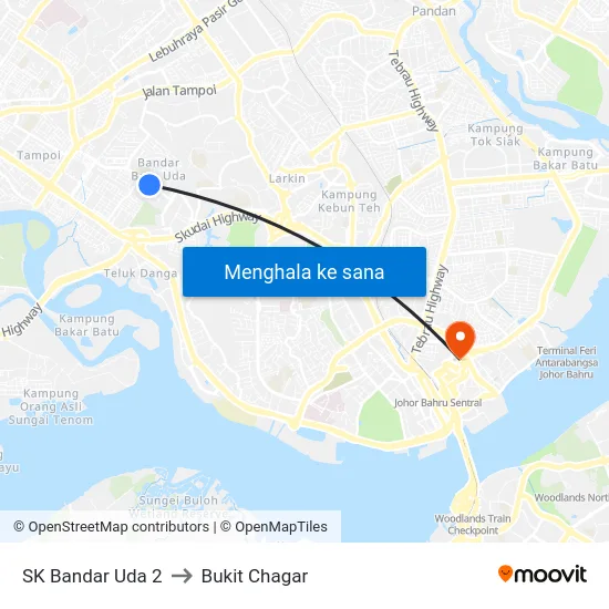 SK Bandar Uda 2 to Bukit Chagar map