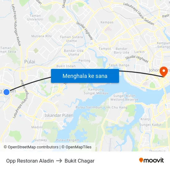 Opp Restoran Aladin to Bukit Chagar map