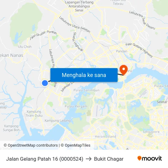 Jalan Gelang Patah 16 (0000524) to Bukit Chagar map