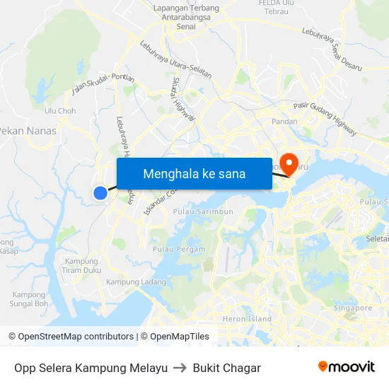 Opp Selera Kampung Melayu to Bukit Chagar map