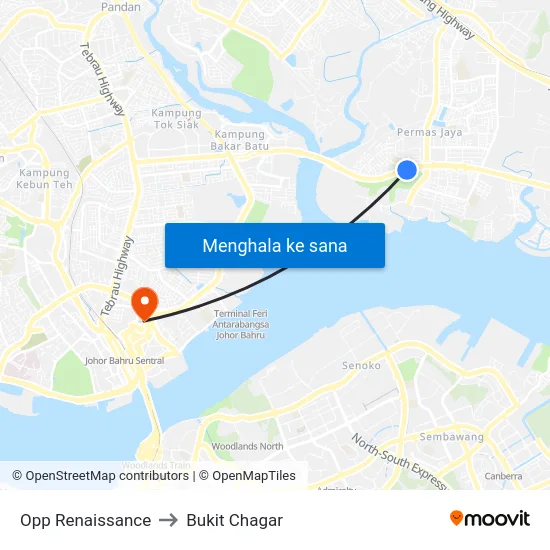 Opp Renaissance to Bukit Chagar map