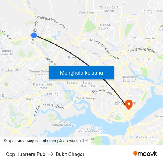 Opp Kuarters Pub to Bukit Chagar map