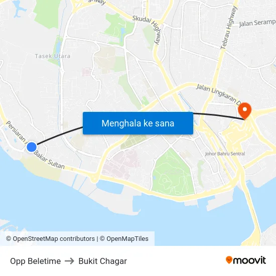 Opp Beletime to Bukit Chagar map
