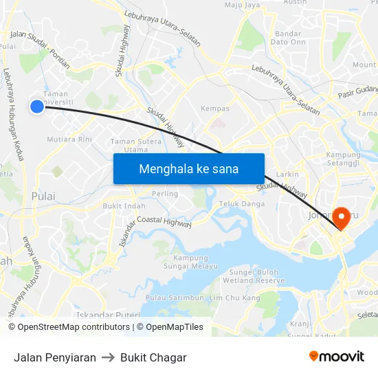 Jalan Penyiaran to Bukit Chagar map