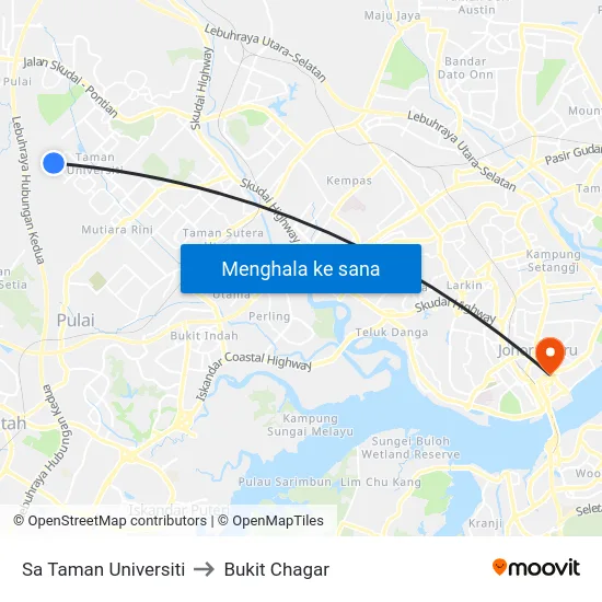 Sa Taman Universiti to Bukit Chagar map