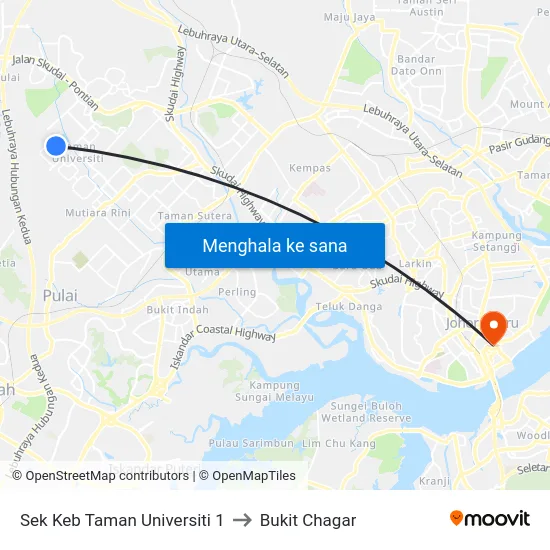 Sek Keb Taman Universiti 1 to Bukit Chagar map