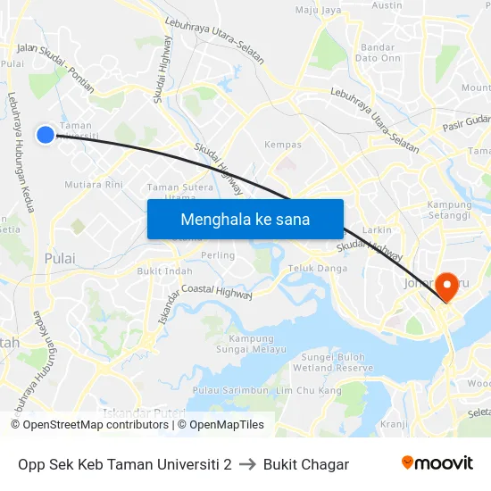 Opp Sek Keb Taman Universiti 2 to Bukit Chagar map