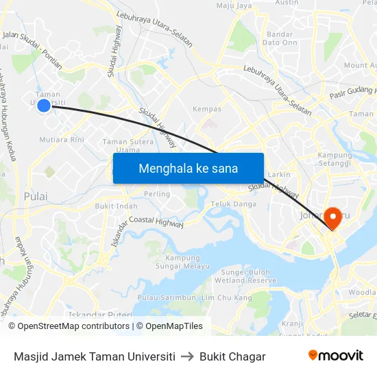 Masjid Jamek Taman Universiti to Bukit Chagar map