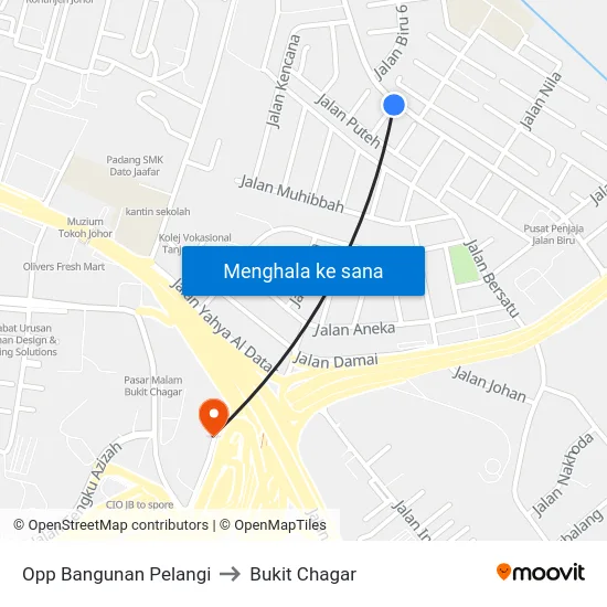 Opp Bangunan Pelangi to Bukit Chagar map