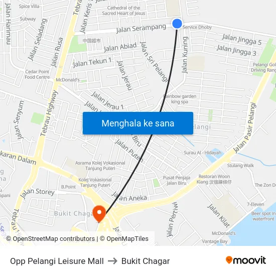 Opp Pelangi Leisure Mall to Bukit Chagar map