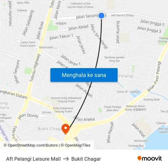 Aft Pelangi Leisure Mall to Bukit Chagar map