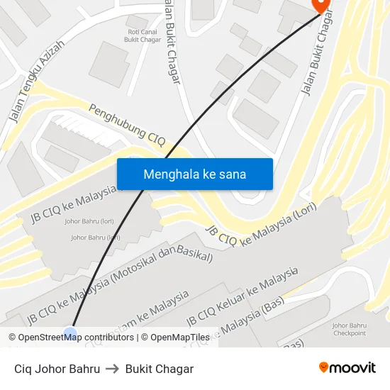 Ciq Johor Bahru to Bukit Chagar map