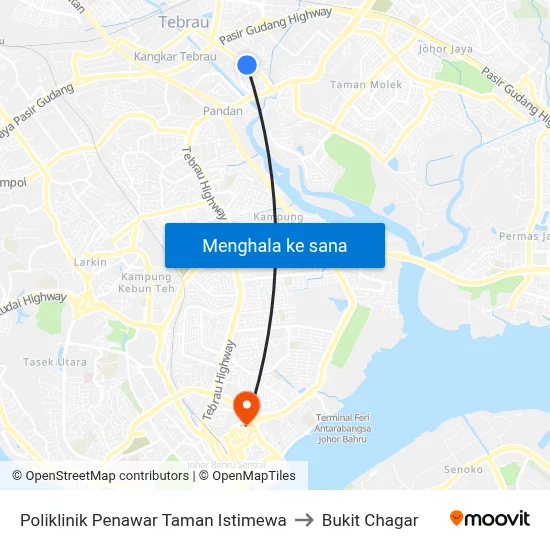 Poliklinik Penawar Taman Istimewa to Bukit Chagar map